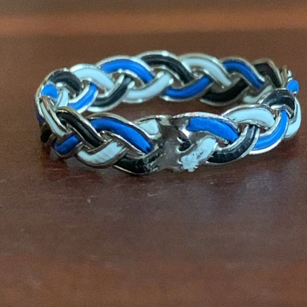 Blue/black/white braided ring size 10.5